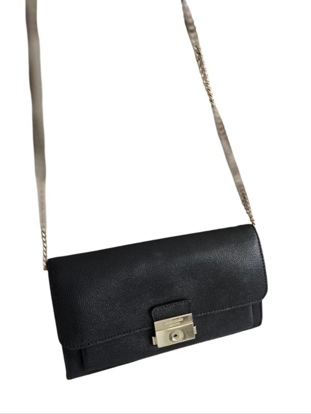 kate spade Black Pebbled Leather Wallet with Silver Lock